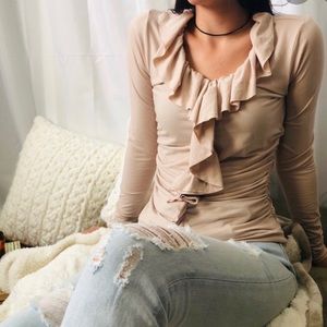 Cabi Taffy blush pink ruched cotton top szS